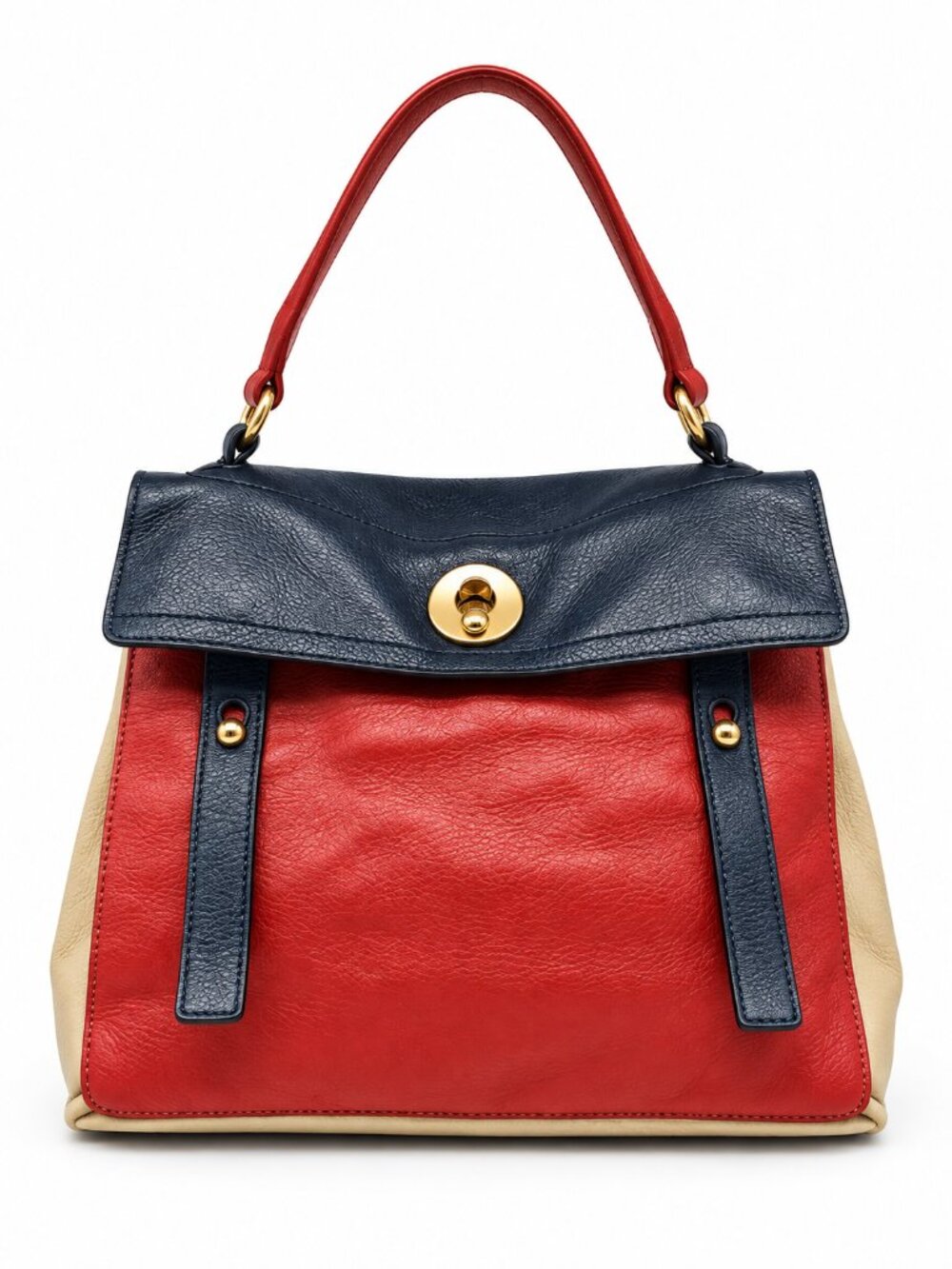Yves Saint Laurent YSL Muse Two Colorblock Leather Satchel Top Handle Bag